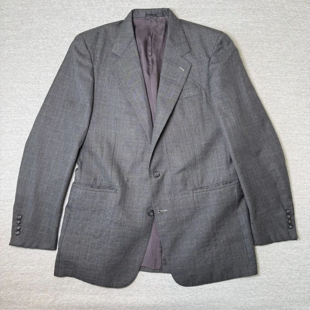 Vintage Cheshire Clothes Men's 42R Blazer‎ Sport Coat Gray Plaid Wool 2 Button